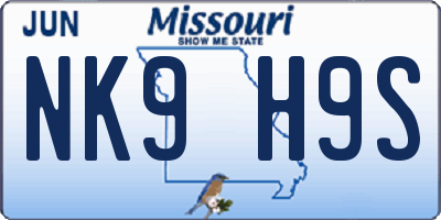 MO license plate NK9H9S