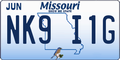 MO license plate NK9I1G