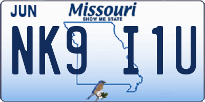MO license plate NK9I1U