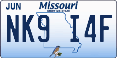 MO license plate NK9I4F