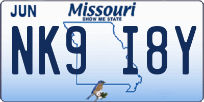 MO license plate NK9I8Y