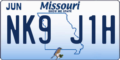 MO license plate NK9J1H