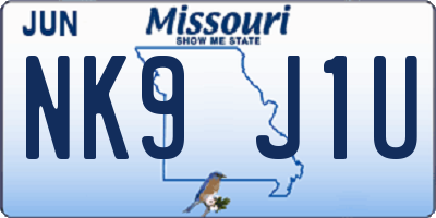 MO license plate NK9J1U