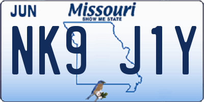 MO license plate NK9J1Y