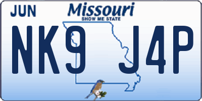 MO license plate NK9J4P