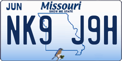 MO license plate NK9J9H