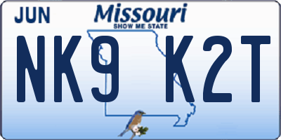 MO license plate NK9K2T