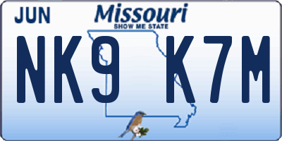 MO license plate NK9K7M