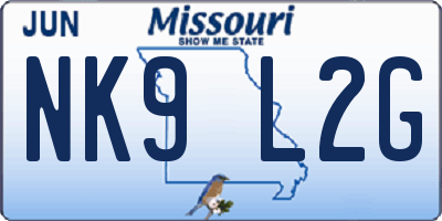 MO license plate NK9L2G