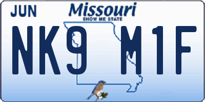 MO license plate NK9M1F