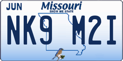 MO license plate NK9M2I