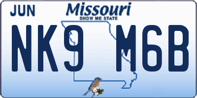 MO license plate NK9M6B