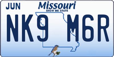 MO license plate NK9M6R
