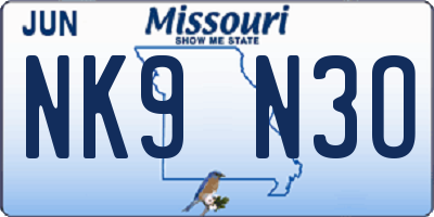 MO license plate NK9N3O