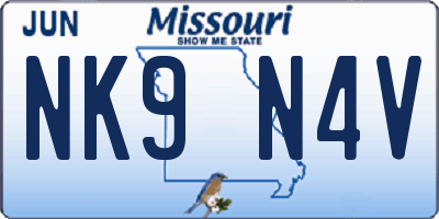 MO license plate NK9N4V