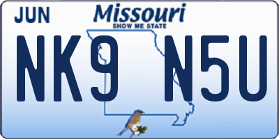 MO license plate NK9N5U