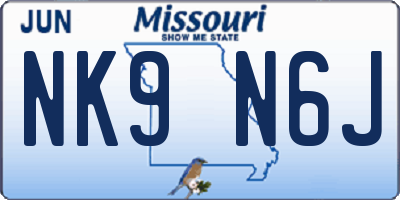 MO license plate NK9N6J