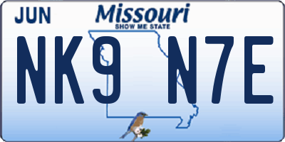 MO license plate NK9N7E