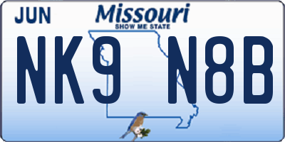 MO license plate NK9N8B