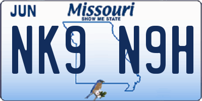 MO license plate NK9N9H