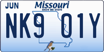 MO license plate NK9O1Y