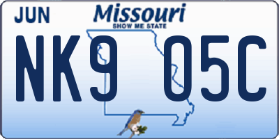 MO license plate NK9O5C