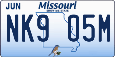 MO license plate NK9O5M