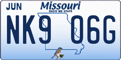 MO license plate NK9O6G