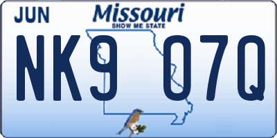 MO license plate NK9O7Q
