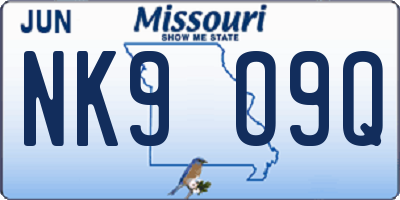 MO license plate NK9O9Q