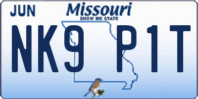 MO license plate NK9P1T