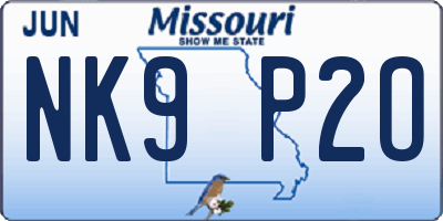 MO license plate NK9P2O