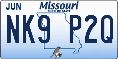MO license plate NK9P2Q