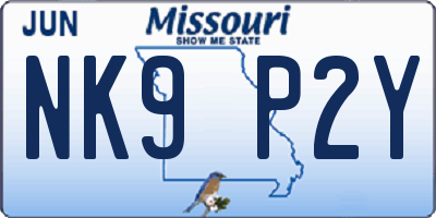 MO license plate NK9P2Y