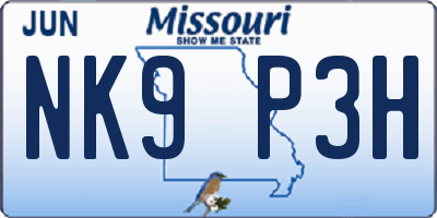 MO license plate NK9P3H