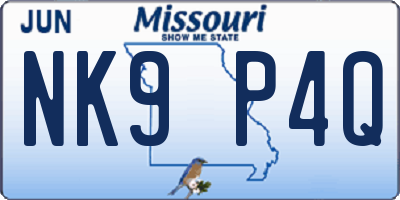 MO license plate NK9P4Q