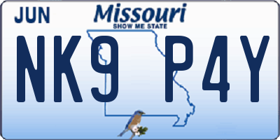 MO license plate NK9P4Y
