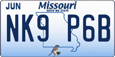 MO license plate NK9P6B