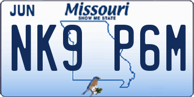 MO license plate NK9P6M