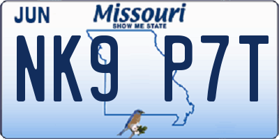 MO license plate NK9P7T