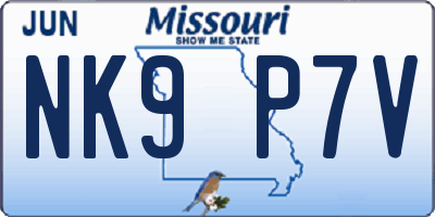 MO license plate NK9P7V