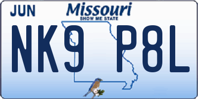 MO license plate NK9P8L