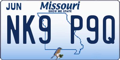 MO license plate NK9P9Q