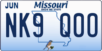MO license plate NK9Q0O