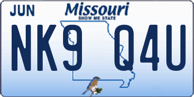 MO license plate NK9Q4U