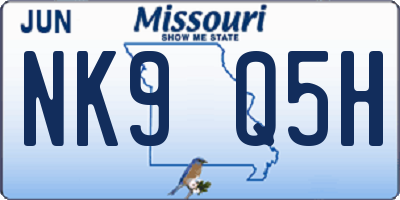 MO license plate NK9Q5H