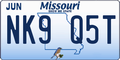 MO license plate NK9Q5T
