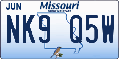 MO license plate NK9Q5W