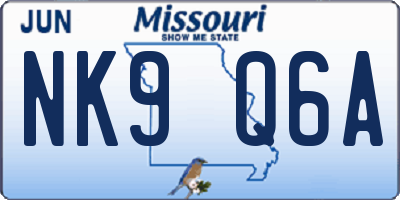MO license plate NK9Q6A
