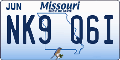 MO license plate NK9Q6I